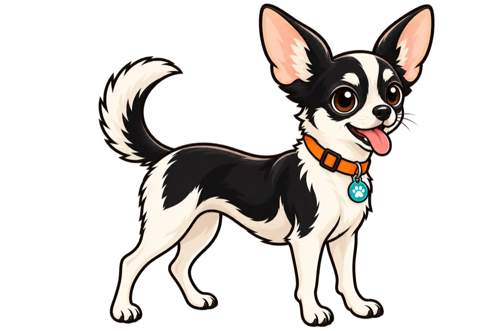 Illustration of a dog in ideal condition in profile, visible waist.